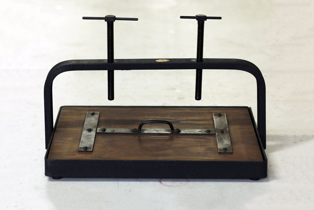 Our fourth press just arrived, an Aamel book press!