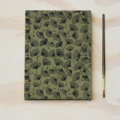 ginkgo leaf watercolor sketchbook