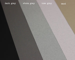 paper choices for pocket, dark gray, steel gray, rose gray and sand