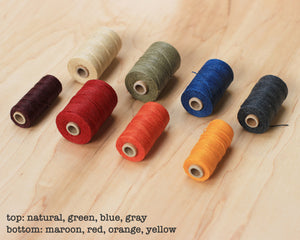 thread options: natural, green, blue, gray, maroon, red, orange, yellow