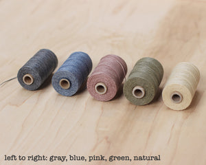 thread options: gray, blue, pink, green, natural